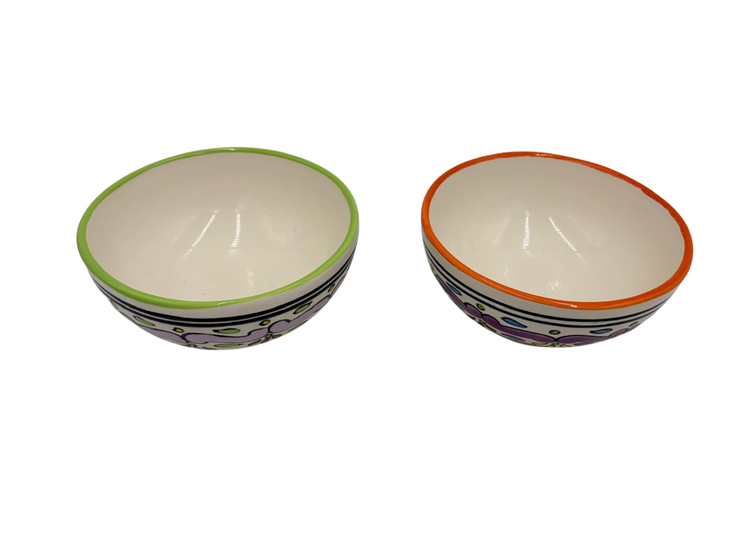 Dishes &amp; Deco set van 2 schaaltjes - Jatte Nour Groen Oranje - Handbeschilderd Keramiek - &oslash; 14 cm