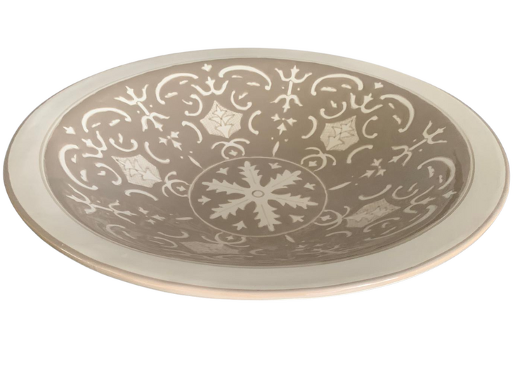 Salade schaal Nejma &Oslash; 42 cm aardewerk beige wit  | SOR.NB.40| Dishes &amp; Deco