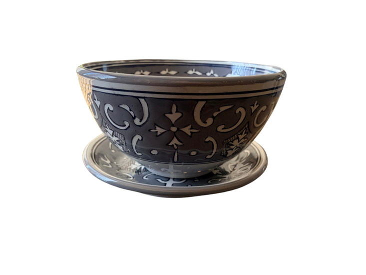 Fruittest Nejma Gris &Oslash; 21 cm met Schotel | Handgemaakt | Dishes &amp; Deco