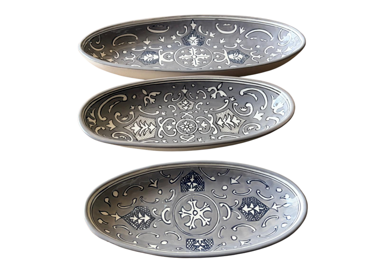 Set Ovale Schaal Nejma Gris 40 &amp; 30 cm | + GRATIS 20 cm Schaal