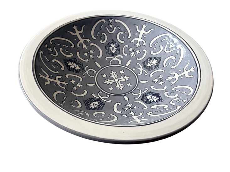 Saladeschaal Rond 36,5 cm Nejma Gris - Handgemaakt | Dishes &amp; Deco