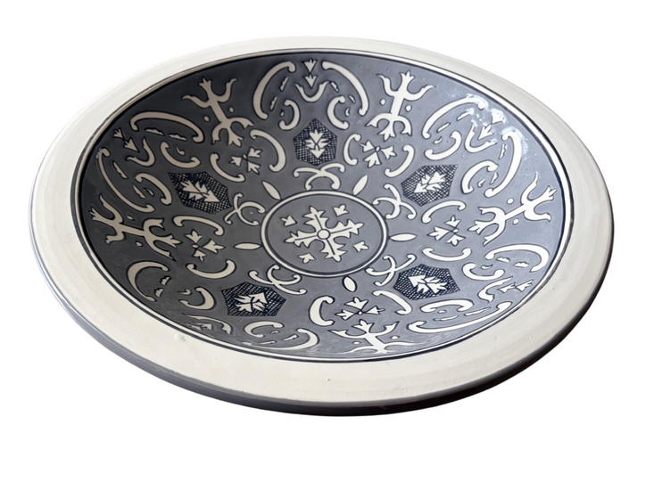 Saladeschaal Rond 36,5 cm Nejma Gris - Handgemaakt | Dishes &amp; Deco