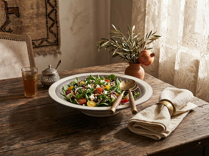 Saladeschaal Rond 36,5 cm Nejma Gris - Handgemaakt | Dishes &amp; Deco