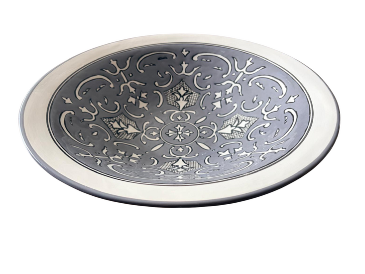 Saladeschaal Rond 32 cm Nejma Gris - Handgemaakt | Dishes &amp; Deco