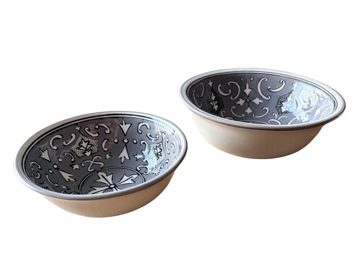 2 delige set Saladier &Oslash; 19,5 - 15,5 cm Nejma Gris - Handgemaakt | Dishes &amp; Deco