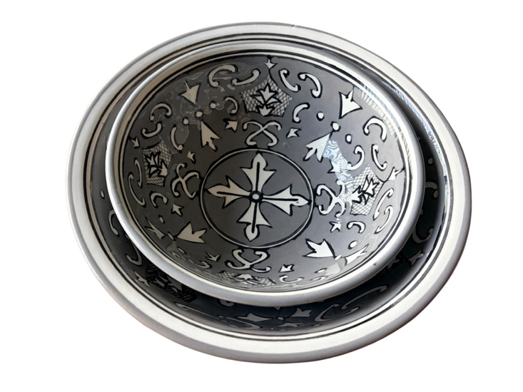 2 delige set Saladier &Oslash; 19,5 - 15,5 cm Nejma Gris - Handgemaakt | Dishes &amp; Deco