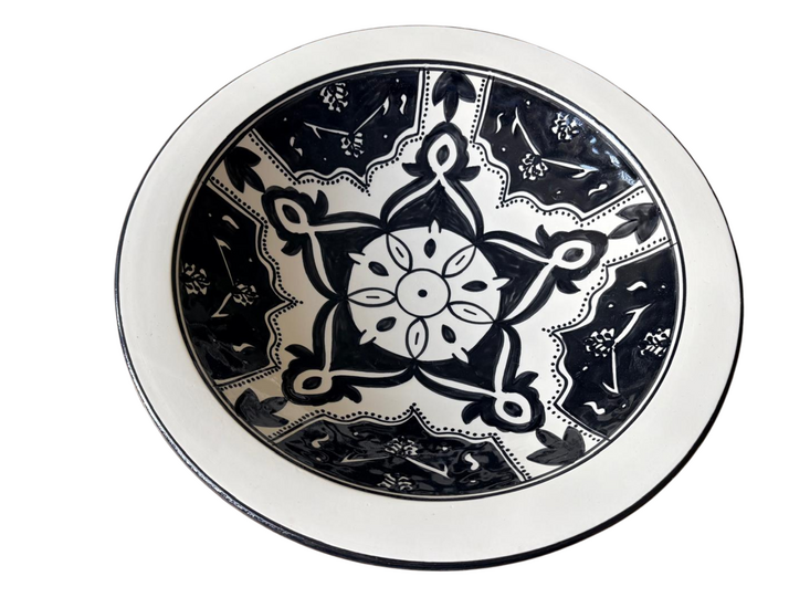 Salade schaal Black Fond handgemaakt &Oslash; 33 rond zwart wit | SOR.BF.30 | Dishes &amp; Deco