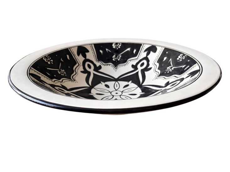 Salade schaal Black Fond handgemaakt &Oslash; 37,5 rond zwart wit | SOR.BF.35 | Dishes &amp; Deco