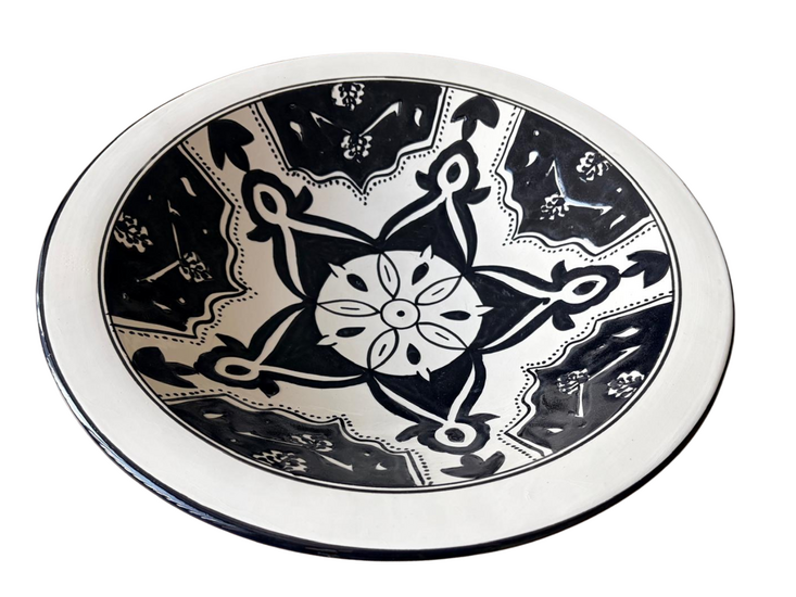 Salade schaal Black Fond handgemaakt &Oslash; 37,5 rond zwart wit | SOR.BF.35 | Dishes &amp; Deco
