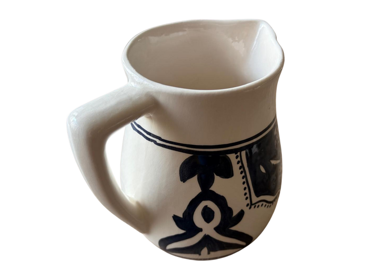 Dishes &amp; Deco Waterkan Black Fond zwart wit 1 liter 17x17 cm - handgemaakt