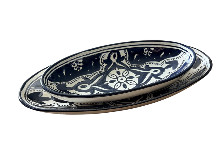 Set van 2 schalen ovaal 30 &amp; 24 cm Black Fond Salade | OS.BF.20-30 | Dishes &amp; Deco