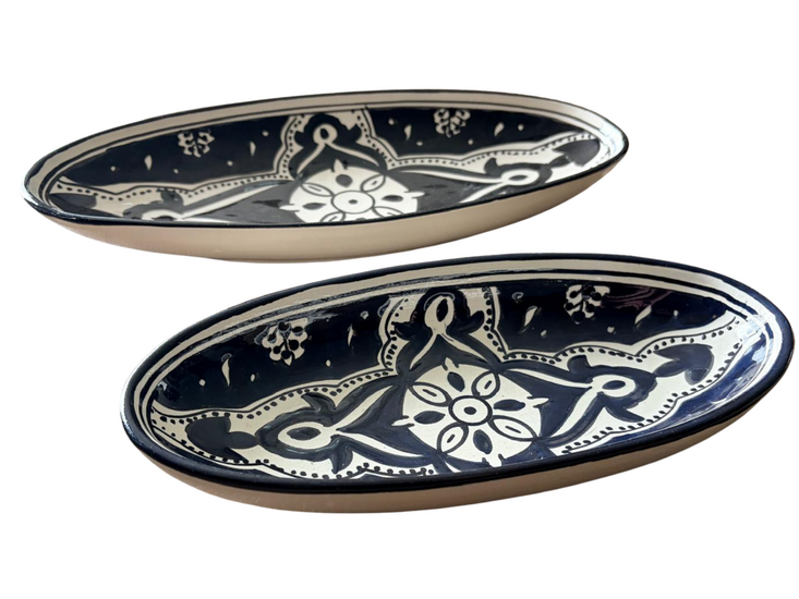 Set van 2 schalen ovaal 30 &amp; 24 cm Black Fond Salade | OS.BF.20-30 | Dishes &amp; Deco