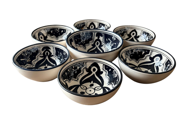 7-delige tapas set schaaltjes Black Fond &Oslash; 16 &amp; 13,5 cm zwart wit | Dishes &amp; Deco
