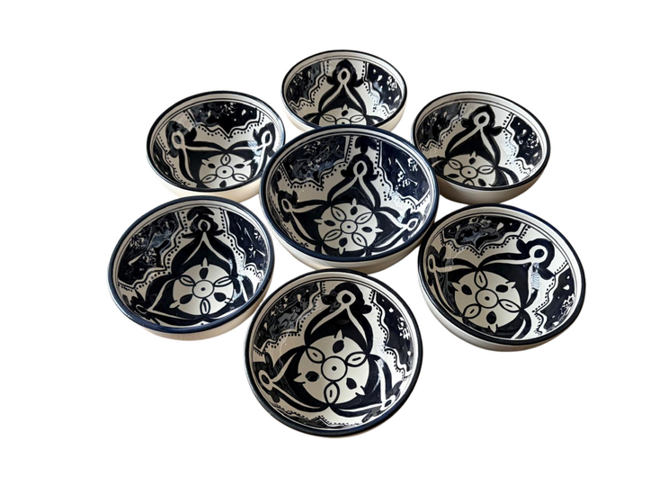 7-delige tapas set schaaltjes Black Fond &Oslash; 16 &amp; 13,5 cm zwart wit | Dishes &amp; Deco