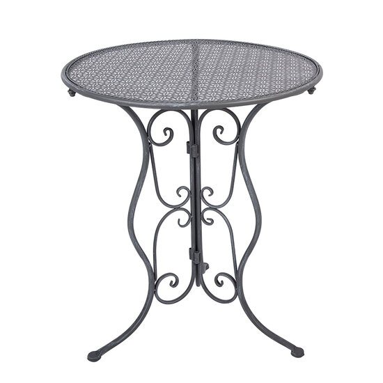 Clayre &amp; Eef | Bistroset Bistrotafel Bistrostoel 3-delig Grijs &oslash; 60x71 / 50x40x93 cm (2) | 5Y1429