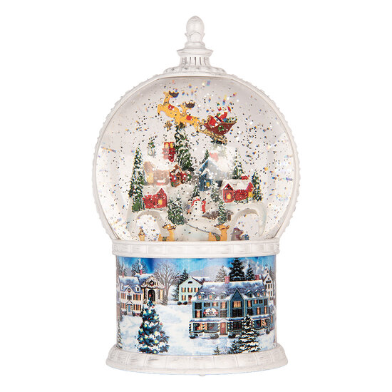 Clayre &amp; Eef | Sneeuwbol met LED Wit Blauw &oslash; 16x26 cm / 3xAA | 6PR6155