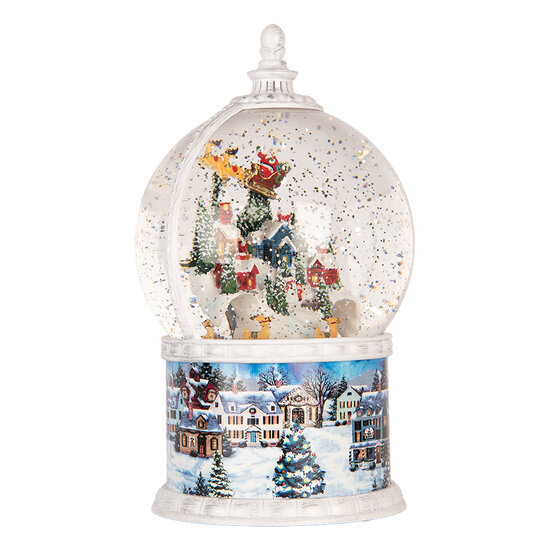 Clayre &amp; Eef | Sneeuwbol met LED Wit Blauw &oslash; 16x26 cm / 3xAA | 6PR6155