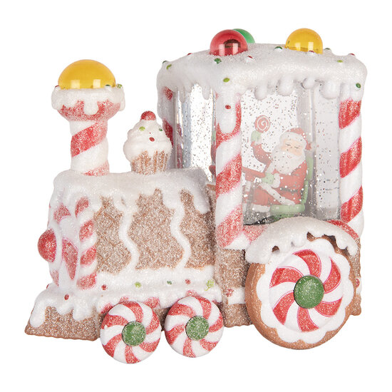 Clayre &amp; Eef | Muziekdoos Trein met LED Wit Bruin 19x12x18 cm / 3xAA | 6PR6160
