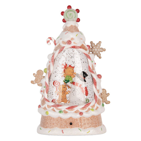 Clayre &amp; Eef | Muziekdoos Taart met LED Wit Rood 14x8x24 cm / 3xAAA | 6PR6162