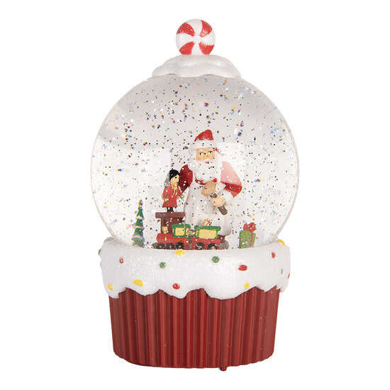 Clayre &amp; Eef | Sneeuwbol met LED Rood Wit &oslash; 12x20 cm / 3xAA | 6PR6165