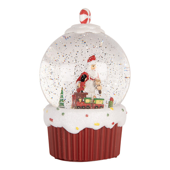 Clayre &amp; Eef | Sneeuwbol met LED Rood Wit &oslash; 12x20 cm / 3xAA | 6PR6165