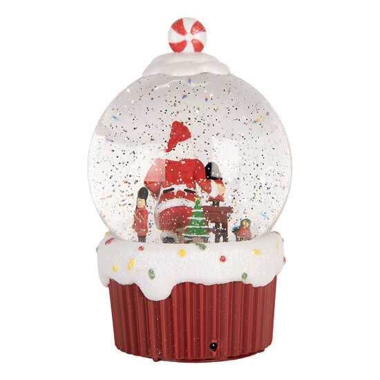 Clayre &amp; Eef | Sneeuwbol met LED Rood Wit &oslash; 12x20 cm / 3xAA | 6PR6165
