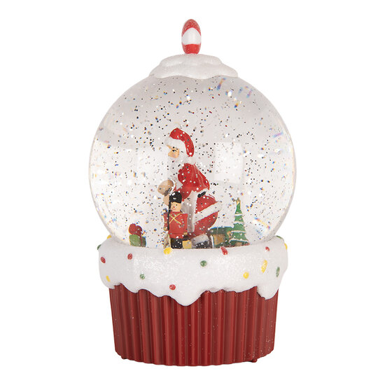 Clayre &amp; Eef | Sneeuwbol met LED Rood Wit &oslash; 12x20 cm / 3xAA | 6PR6165