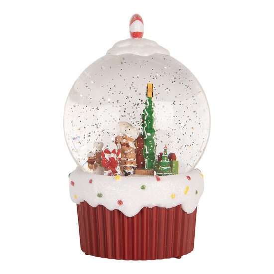 Clayre &amp; Eef | Sneeuwbol met LED Rood Wit &oslash; 12x20 cm / 3xAA | 6PR6166