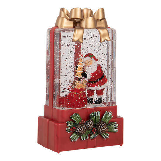 Clayre &amp; Eef | Sneeuwbol met LED Rood Goudkleurig 10x6x18 cm / 3xAAA | 6PR6171