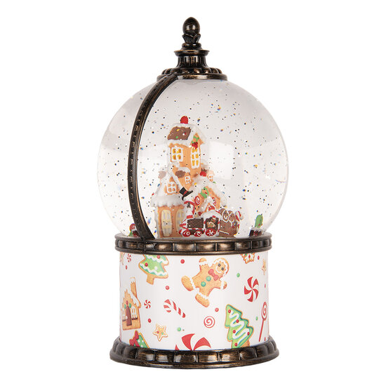 Clayre &amp; Eef | Sneeuwbol met LED Wit Bruin &oslash; 12x21 cm / 3xAA | 6PR6173
