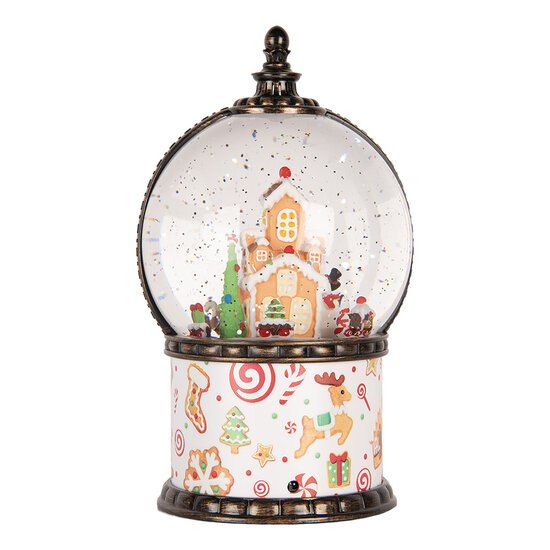 Clayre &amp; Eef | Sneeuwbol met LED Wit Bruin &oslash; 12x21 cm / 3xAA | 6PR6173