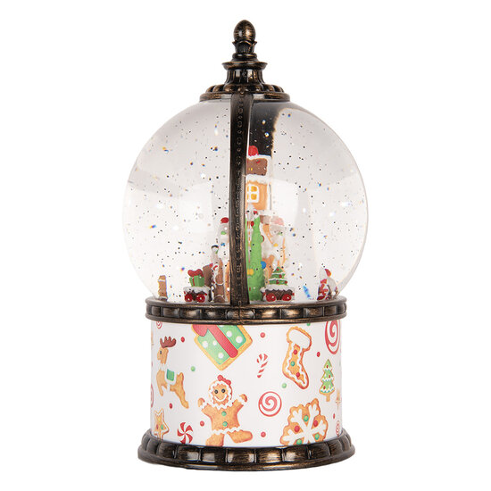 Clayre &amp; Eef | Sneeuwbol met LED Wit Bruin &oslash; 12x21 cm / 3xAA | 6PR6173