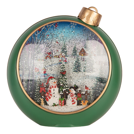 Clayre &amp; Eef | Sneeuwbol met LED Groen Goudkleurig 21x9x21 cm / 3xAA | 6PR6174