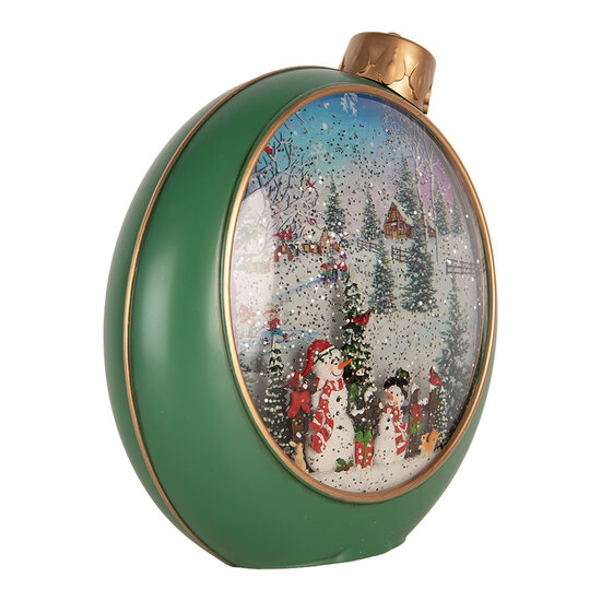Clayre &amp; Eef | Sneeuwbol met LED Groen Goudkleurig 21x9x21 cm / 3xAA | 6PR6174