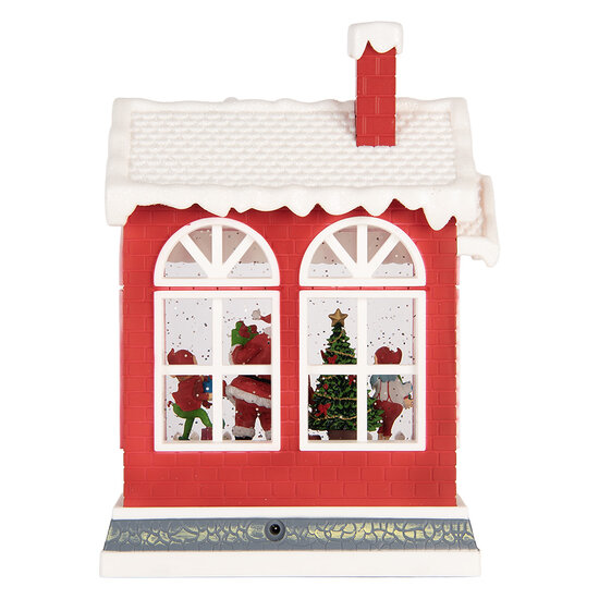 Clayre &amp; Eef | Muziekdoos Huis met LED Rood Wit 18x9x26 cm / 3xAA | 6PR6175
