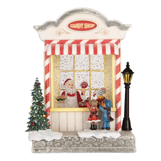 Clayre &amp; Eef | Muziekdoos Huis met LED Wit Zilverkleurig 16x12x23 cm / 3xAA | 6PR6176