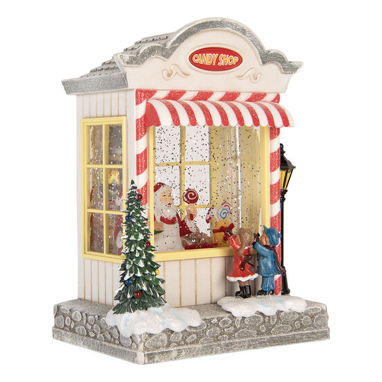 Clayre &amp; Eef | Muziekdoos Huis met LED Wit Zilverkleurig 16x12x23 cm / 3xAA | 6PR6176