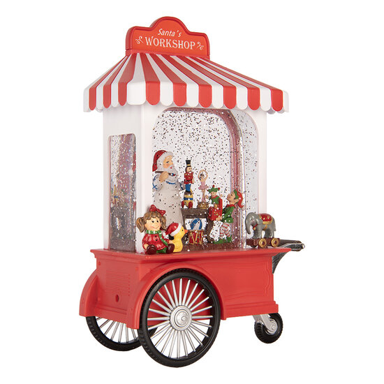 Clayre &amp; Eef | Muziekdoos IJskar met LED Rood Wit 17x10x27 cm / 3xAA | 6PR6178