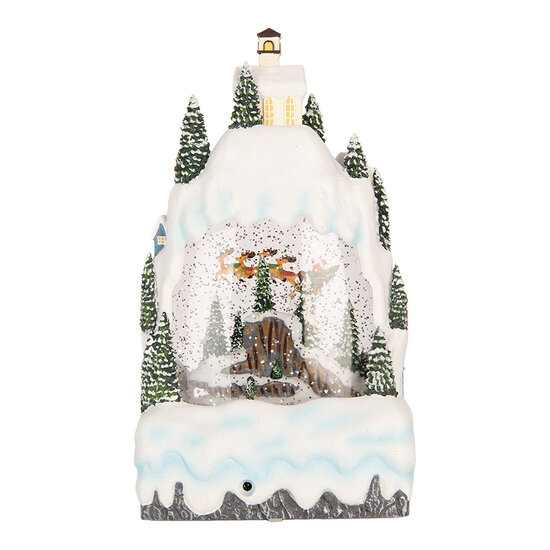 Clayre &amp; Eef | Sneeuwbol met LED Wit Groen 15x9x27 cm / 3xAA | 6PR6179