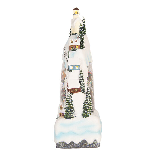 Clayre &amp; Eef | Sneeuwbol met LED Wit Groen 15x9x27 cm / 3xAA | 6PR6179