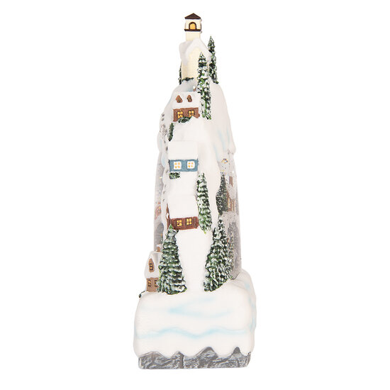 Clayre &amp; Eef | Sneeuwbol met LED Wit Groen 15x9x27 cm / 3xAA | 6PR6180
