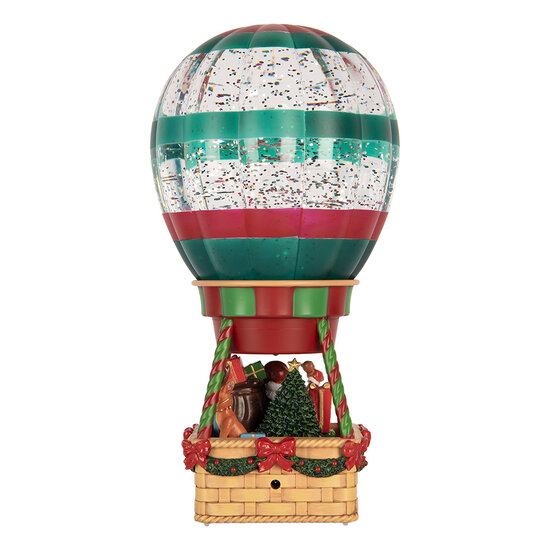 Clayre &amp; Eef | Muziekdoos Luchtballon met LED Bruin Groen 13x13x25 cm / 3xAAA | 6PR6181