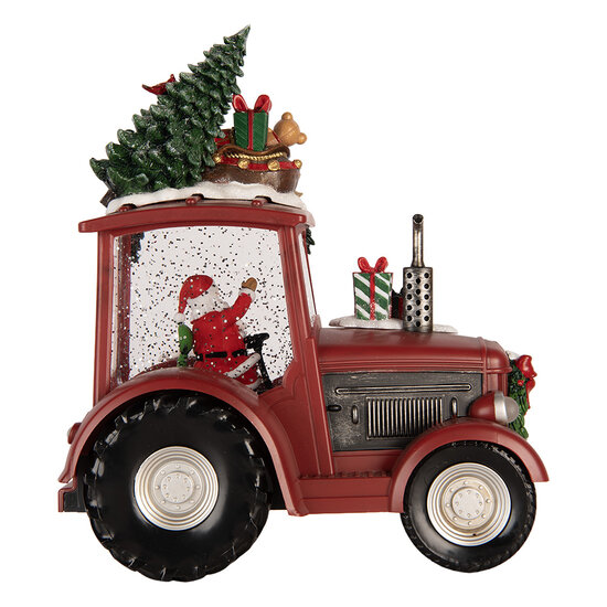 Clayre &amp; Eef | Muziekdoos Tractor met LED Rood Zwart 21x13x25 cm / 3xAA | 6PR6182