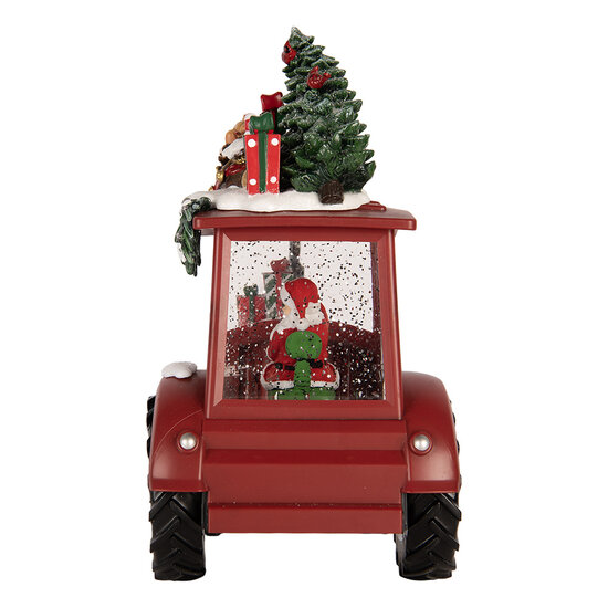 Clayre &amp; Eef | Muziekdoos Tractor met LED Rood Zwart 21x13x25 cm / 3xAA | 6PR6182