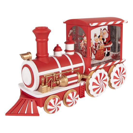 Clayre &amp; Eef | Muziekdoos Trein met LED Rood Wit 31x10x17 cm / 3xAA | 6PR6184