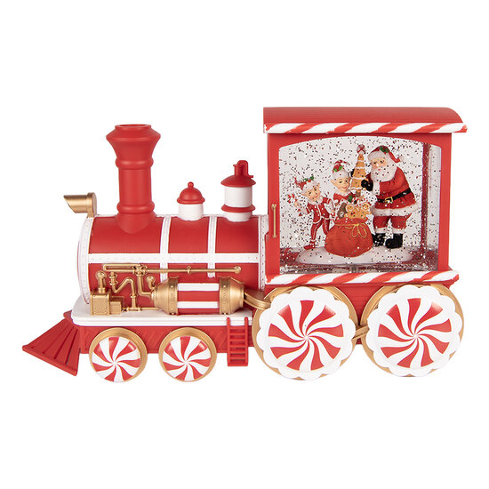 Clayre &amp; Eef | Muziekdoos Trein met LED Rood Wit 31x10x17 cm / 3xAA | 6PR6184