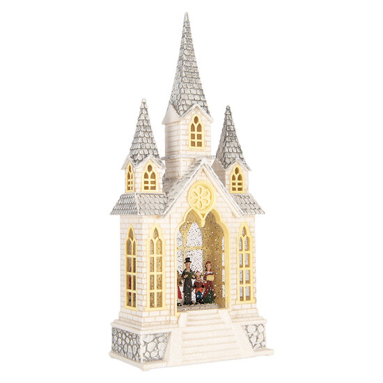 Clayre &amp; Eef | Muziekdoos met LED Beige Grijs 17x10x41 cm / 3xAA | 6PR6191