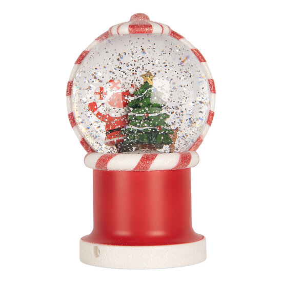 Clayre &amp; Eef | Sneeuwbol met LED Rood Wit 12x11x20 cm / 3xAA | 6PR6194