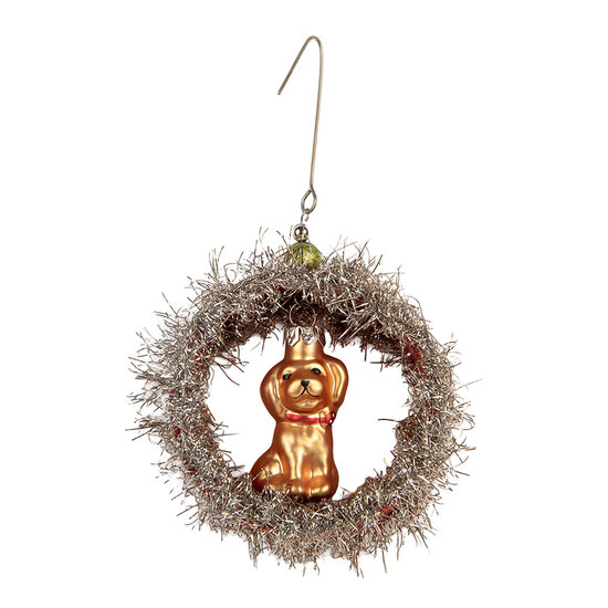 Clayre &amp; Eef | Kersthanger Zilverkleurig Rood 8x4x9 cm | 66538