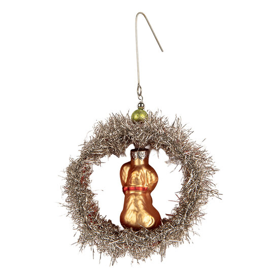 Clayre &amp; Eef | Kersthanger Zilverkleurig Rood 8x4x9 cm | 66538